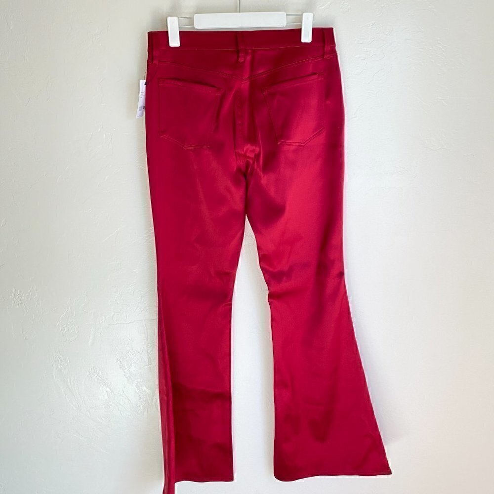 J BRAND Valentina Flared Satin Pants In Opium Red Size 31 NWT - Picture 8 of 11